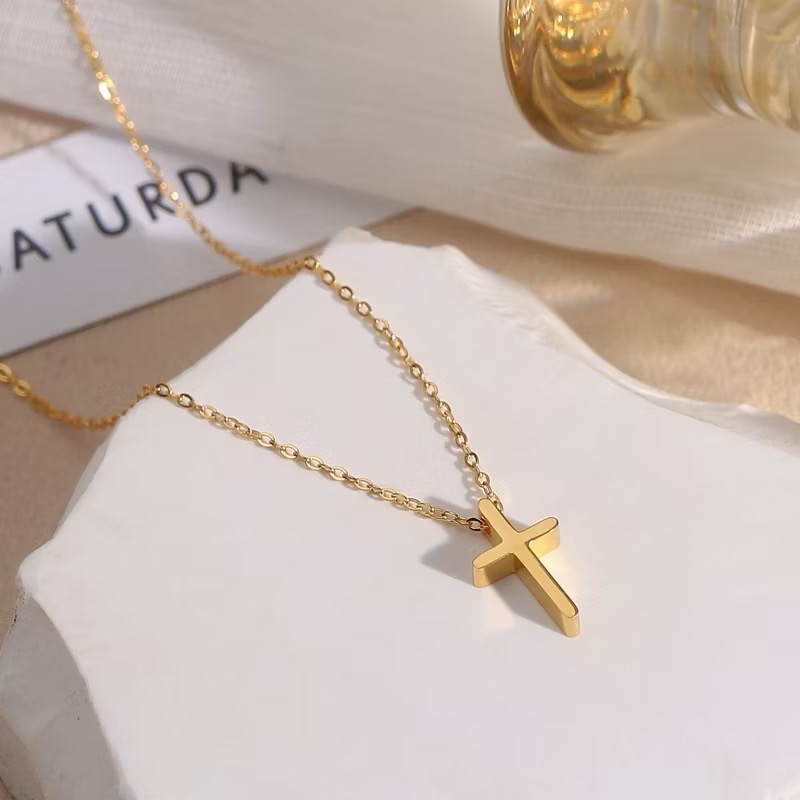 新開幕🔥現貨✨ 韓系簡約醫療鋼十字架項鍊｜鈦鋼鎖骨鍊｜受洗禮物｜抗敏可洗澡｜基督教飾品｜基本款-細節圖6