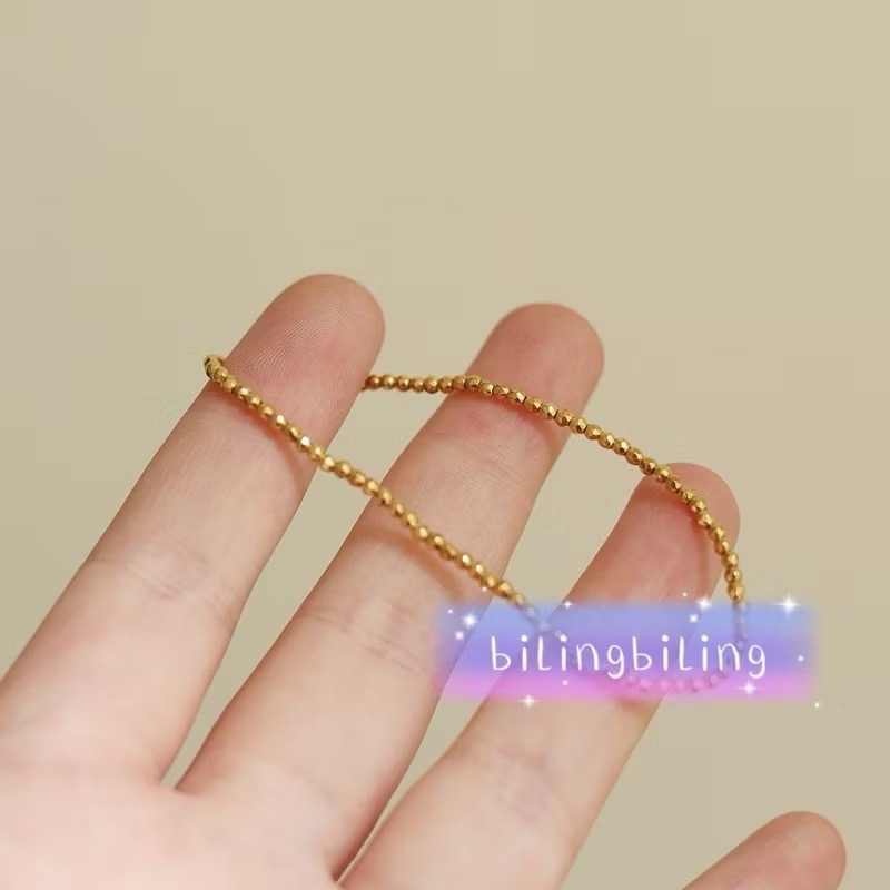 新開幕🔥現貨售完✨極細閃耀迷你金球彈力手鍊｜316L醫療鋼｜鈦鋼手鍊｜雷射小金珠｜可洗澡｜韓系疊戴手鍊-細節圖5