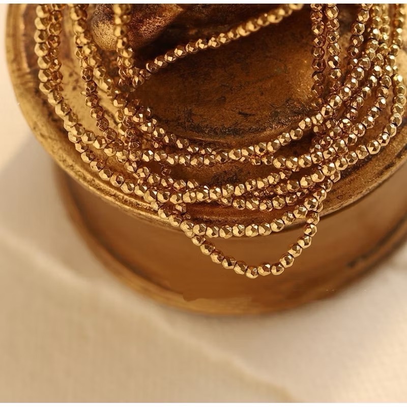 新開幕🔥現貨售完✨極細閃耀迷你金球彈力手鍊｜316L醫療鋼｜鈦鋼手鍊｜雷射小金珠｜可洗澡｜韓系疊戴手鍊-細節圖6