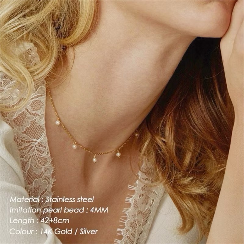 新開幕🔥現貨✨韓國歐膩迷你珍珠流蘇項鍊｜高品質316L醫療鋼｜鎖骨鍊｜鈦鋼項鍊｜不掉色抗敏｜可戴洗澡｜百搭-細節圖2