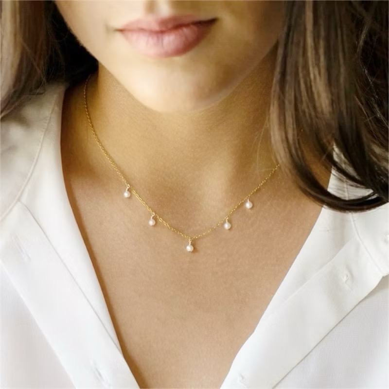 新開幕🔥現貨✨韓國歐膩迷你珍珠流蘇項鍊｜高品質316L醫療鋼｜鎖骨鍊｜鈦鋼項鍊｜不掉色抗敏｜可戴洗澡｜百搭-細節圖4