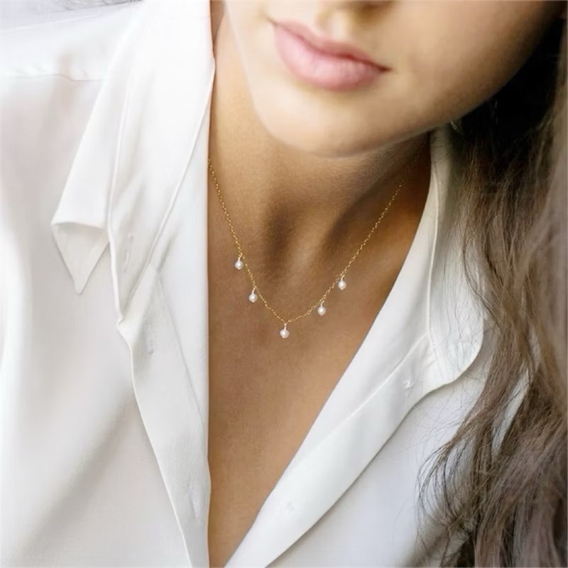 新開幕🔥現貨✨韓國歐膩迷你珍珠流蘇項鍊｜高品質316L醫療鋼｜鎖骨鍊｜鈦鋼項鍊｜不掉色抗敏｜可戴洗澡｜百搭-細節圖5