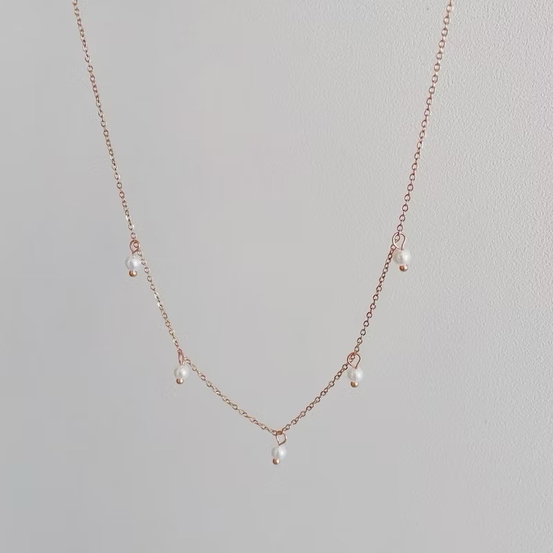 玫瑰金流蘇珍珠項鍊