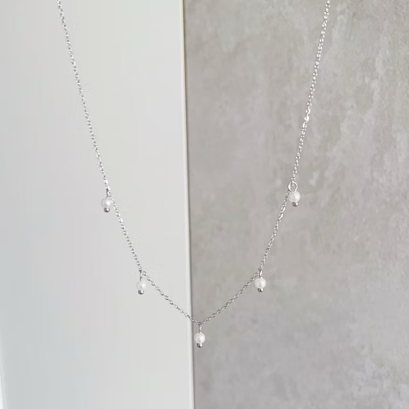 銀色流蘇珍珠項鍊