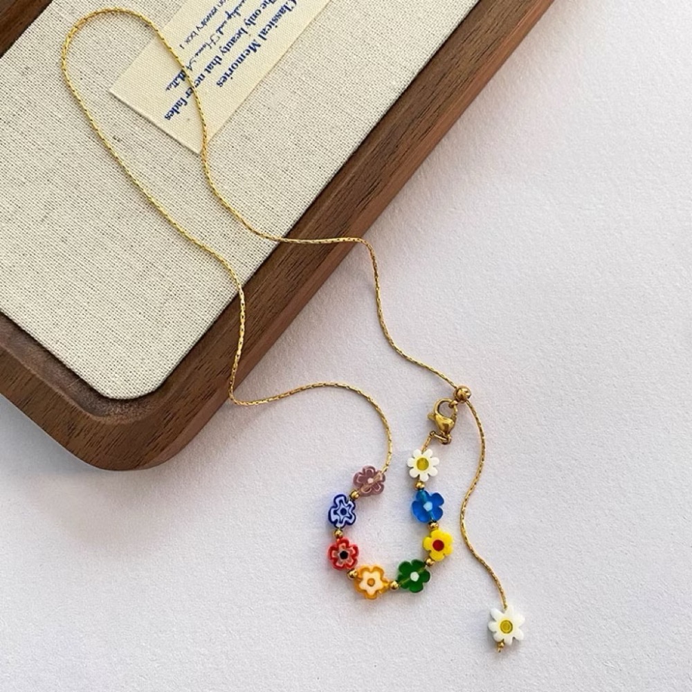 金色琉璃花朵項鍊