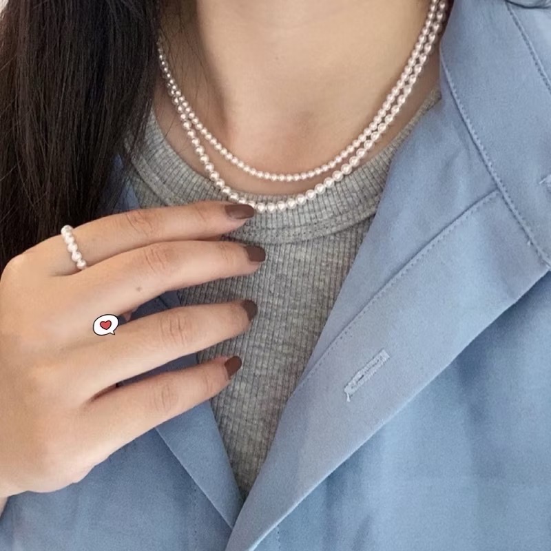 新開幕🔥現貨✨韓國歐膩愛戴氣質珍珠鈦鋼項鍊｜醫療鋼｜防過敏不掉色｜可戴洗澡｜搭配洋裝｜珍珠項鍊｜疊戴-細節圖4