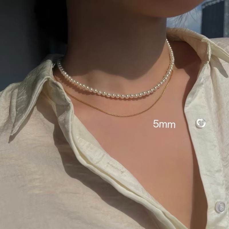 新開幕🔥現貨✨韓國歐膩愛戴氣質珍珠鈦鋼項鍊｜醫療鋼｜防過敏不掉色｜可戴洗澡｜搭配洋裝｜珍珠項鍊｜疊戴-細節圖6