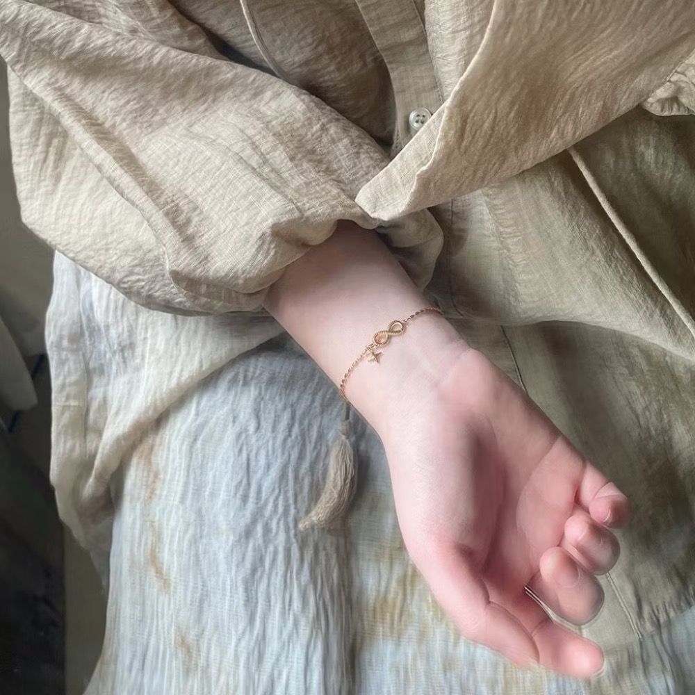 新開幕🔥現貨✨韓系高質感無限幸運手鍊｜星星手鍊｜八字手鍊｜發財手鍊｜316L醫療鋼｜抗敏不褪色｜可洗澡手鍊｜米粒手鍊-細節圖3
