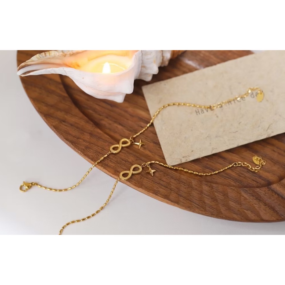 新開幕🔥現貨✨韓系高質感無限幸運手鍊｜星星手鍊｜八字手鍊｜發財手鍊｜316L醫療鋼｜抗敏不褪色｜可洗澡手鍊｜米粒手鍊-細節圖5