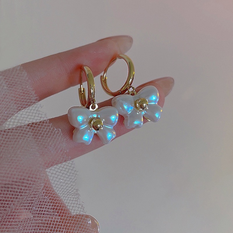 新開幕🔥現貨✨華麗感甜美立體珍珠感蝴蝶結耳環｜耳扣｜抗過敏｜高保色-細節圖8