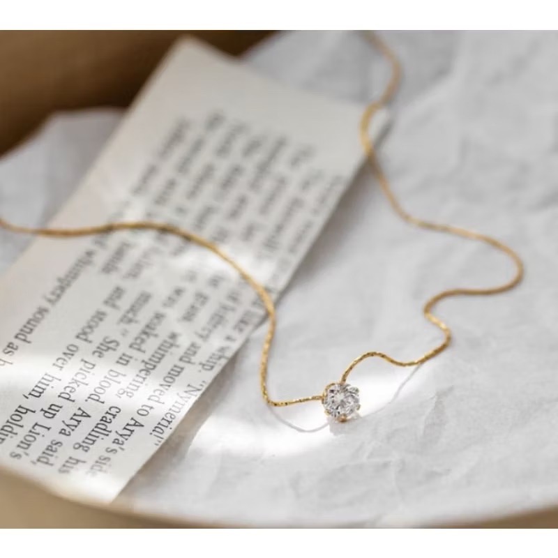 新開幕🔥現貨✨韓系經典單鑽項鍊｜醫療鋼項鍊｜防過敏不褪色｜可戴洗澡｜鈦鋼項鍊｜亮鑽項鍊｜一顆鑽｜百搭飾品-細節圖3