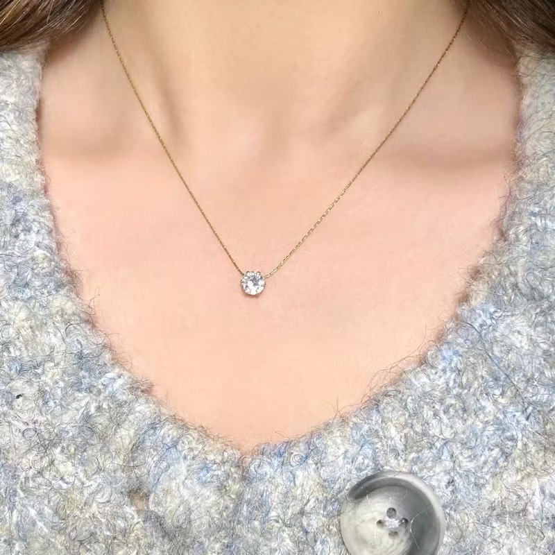 新開幕🔥現貨✨韓系經典單鑽項鍊｜醫療鋼項鍊｜防過敏不褪色｜可戴洗澡｜鈦鋼項鍊｜亮鑽項鍊｜一顆鑽｜百搭飾品-細節圖4
