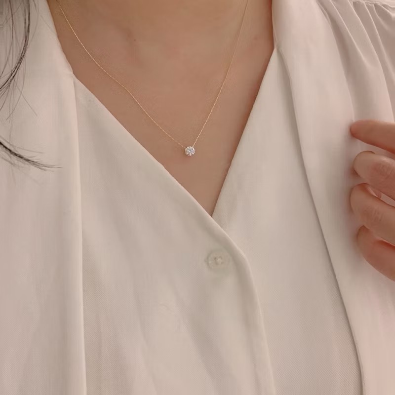 新開幕🔥現貨✨韓系經典單鑽項鍊｜醫療鋼項鍊｜防過敏不褪色｜可戴洗澡｜鈦鋼項鍊｜亮鑽項鍊｜一顆鑽｜百搭飾品-細節圖5
