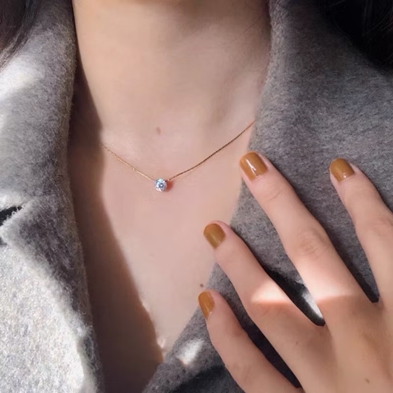 新開幕🔥現貨✨韓系經典單鑽項鍊｜醫療鋼項鍊｜防過敏不褪色｜可戴洗澡｜鈦鋼項鍊｜亮鑽項鍊｜一顆鑽｜百搭飾品-細節圖8