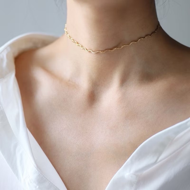 新開幕🔥現貨✨高品質千絲萬縷波浪鈦鋼項鍊｜醫療鋼手鍊｜成套飾品｜頸鍊｜鎖骨鍊｜百搭素鍊｜中性 個性-細節圖5