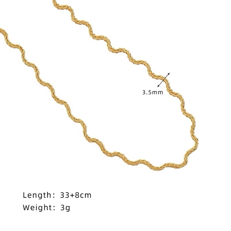 新開幕🔥現貨✨高品質千絲萬縷波浪鈦鋼項鍊｜醫療鋼手鍊｜成套飾品｜頸鍊｜鎖骨鍊｜百搭素鍊｜中性 個性-規格圖11