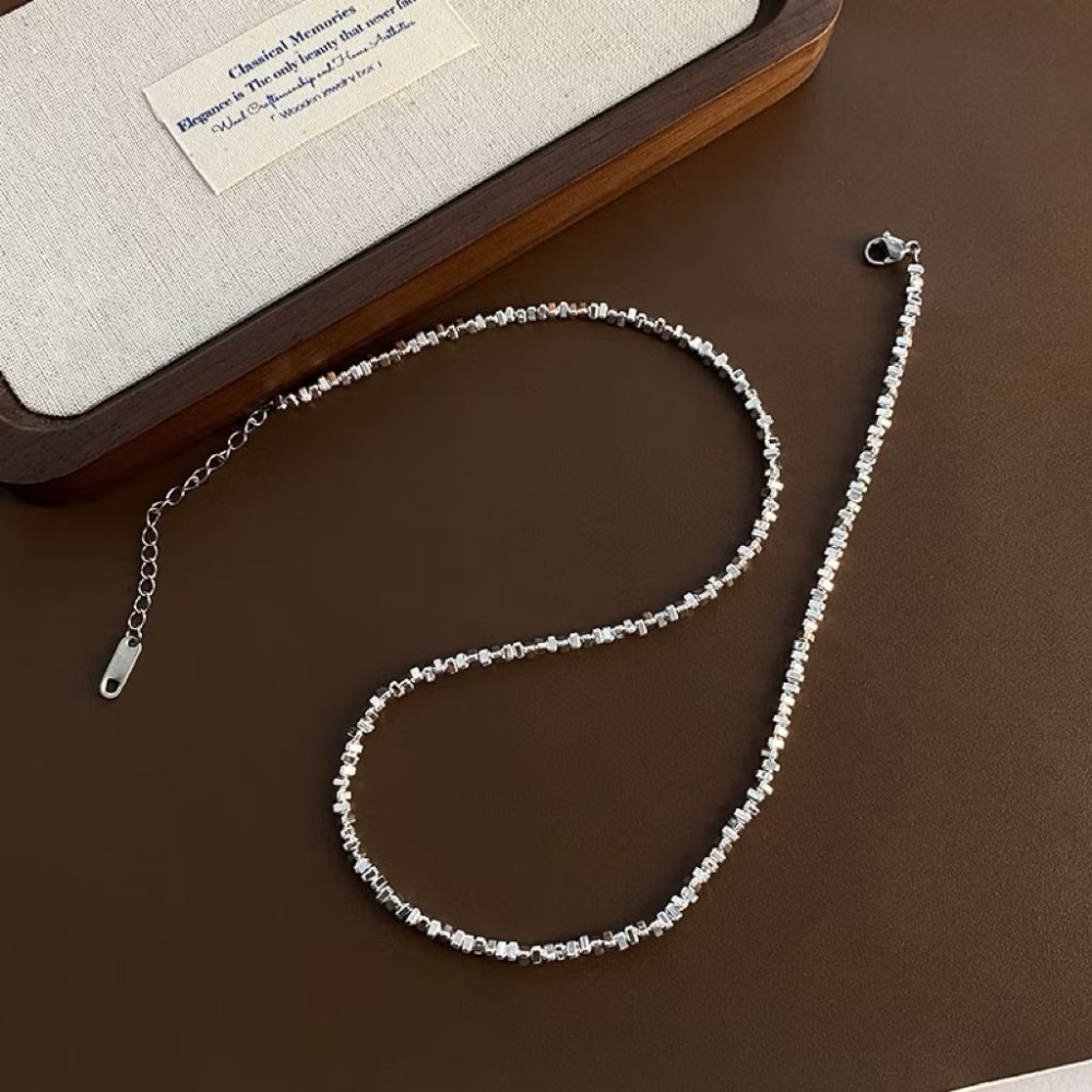 現貨✨極亮！韓國波光粼粼手工小碎銀項鍊｜鎖骨鍊｜嚴選高品質｜316L醫療鋼｜鈦鋼項鍊｜韓國飾品-細節圖4