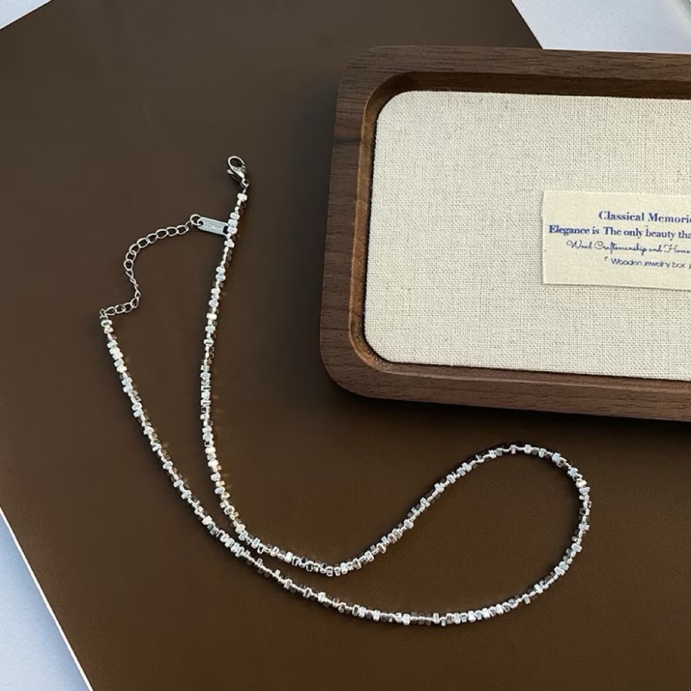 新開幕🔥現貨✨極亮！韓風閃耀波光粼粼手工小碎銀項鍊｜鎖骨鍊｜嚴選高品質｜316L醫療鋼｜鈦鋼項鍊-細節圖8