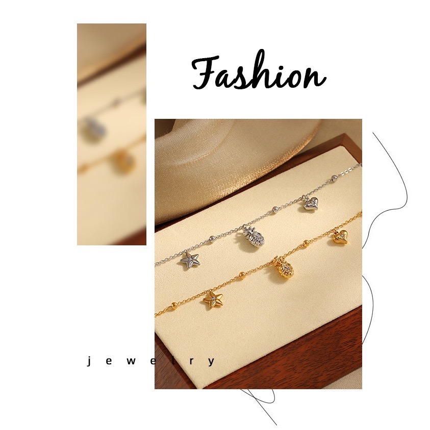 新開幕🔥現貨✨星心鳳梨旺運手鍊｜316L醫療鋼鈦鋼手鍊｜招財開運・好運隨身｜水果造型手鍊-細節圖2