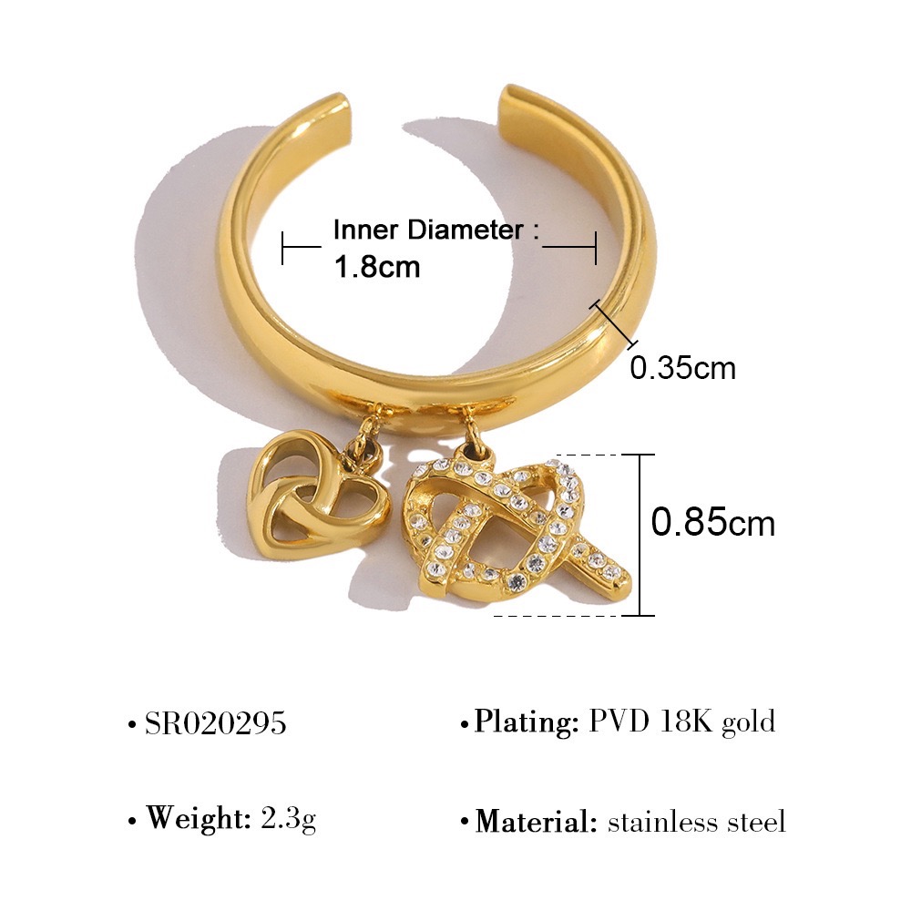 新開幕🔥現貨✨多款垂墜鑲鑽流蘇戒指｜316L醫療鋼｜開口可調｜花朵・珍珠・愛心設計｜氣質百搭指環-細節圖8