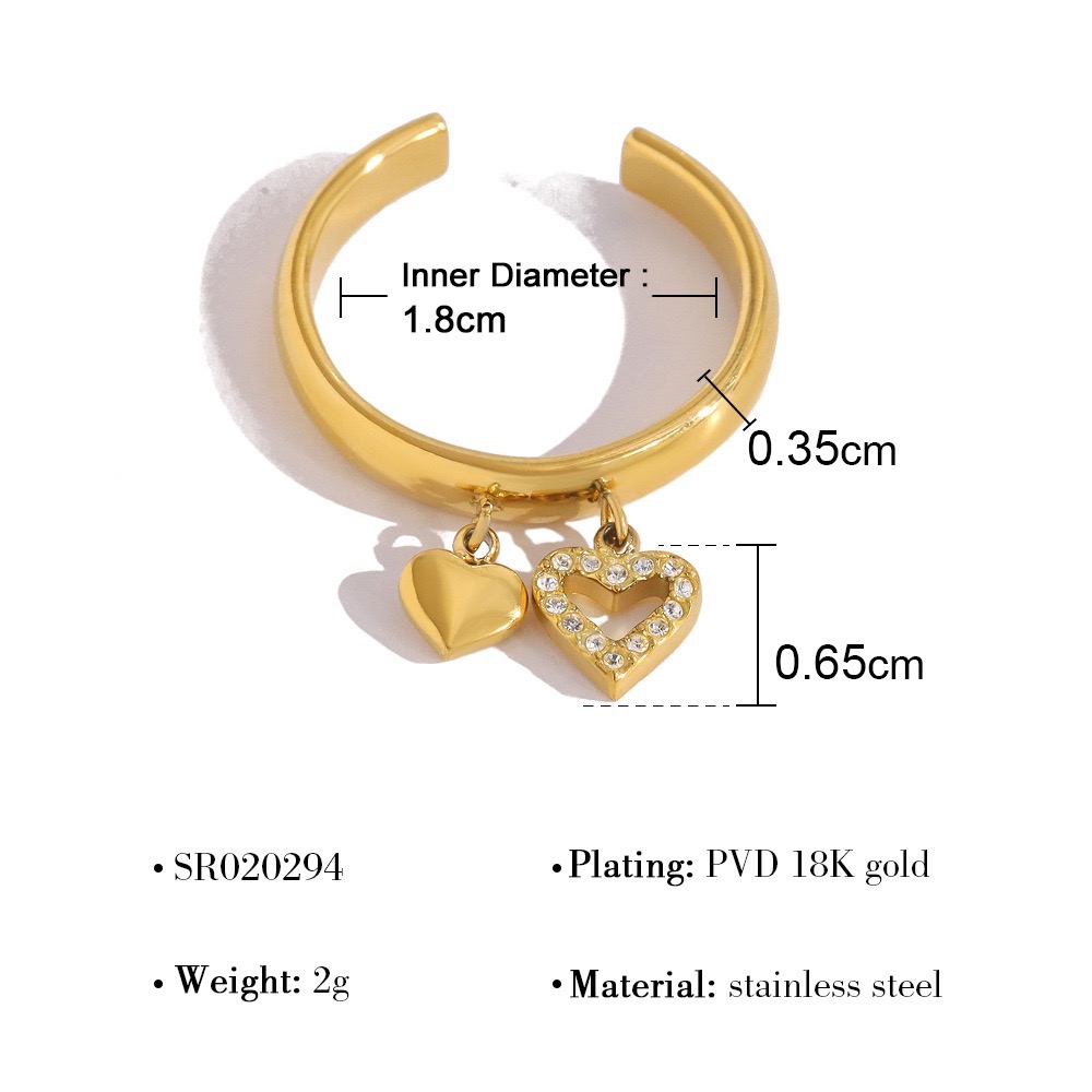 新開幕🔥現貨✨多款垂墜鑲鑽流蘇戒指｜316L醫療鋼｜開口可調｜花朵・珍珠・愛心設計｜氣質百搭指環-細節圖9
