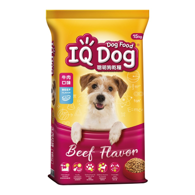 IQ Dog 成犬乾狗糧-牛肉味15Kg <15Kg公斤 x 1 x 1Pack包>