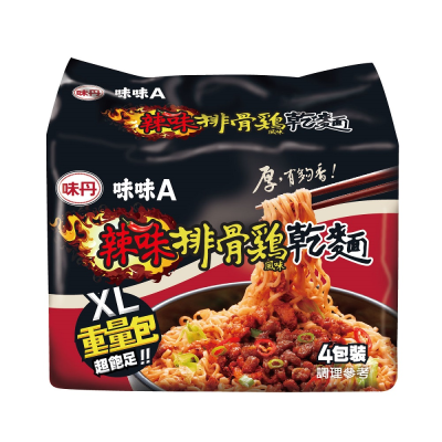 味味A辣排骨雞風味乾麵123g <123g克 x 1 x 4Bag包>