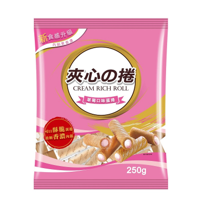 【安心價】旺旺夾心の捲-草莓口味蛋捲250g <250g克 x 1 x 1PACK包>