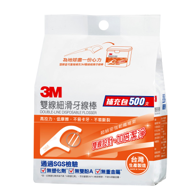 3M 雙線細滑牙線棒補充包500支入 <500PC支 x 1 x 1PACK包>