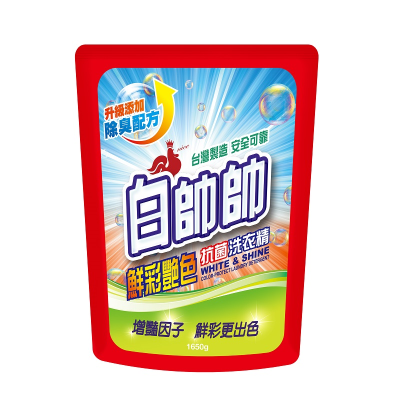 白帥帥抗菌洗衣精補充包-鮮彩艷色-1650g <1650g克 x 1 x 1Bag袋>