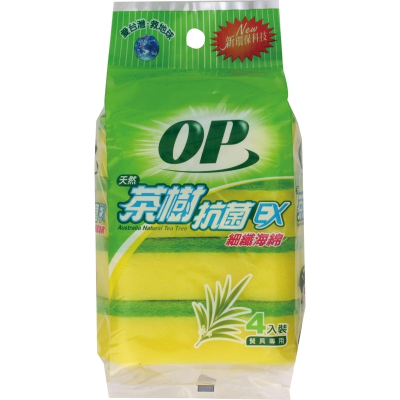 OP茶樹抗菌海綿菜瓜布 <1PC包 x 1 x 1PC包>