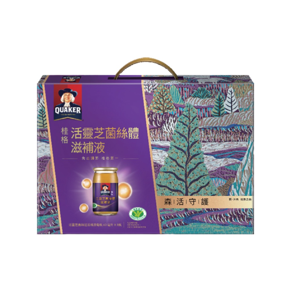 桂格 活靈芝禮盒(60ml x8瓶) 1盒【新舊包裝隨機出貨】-細節圖2