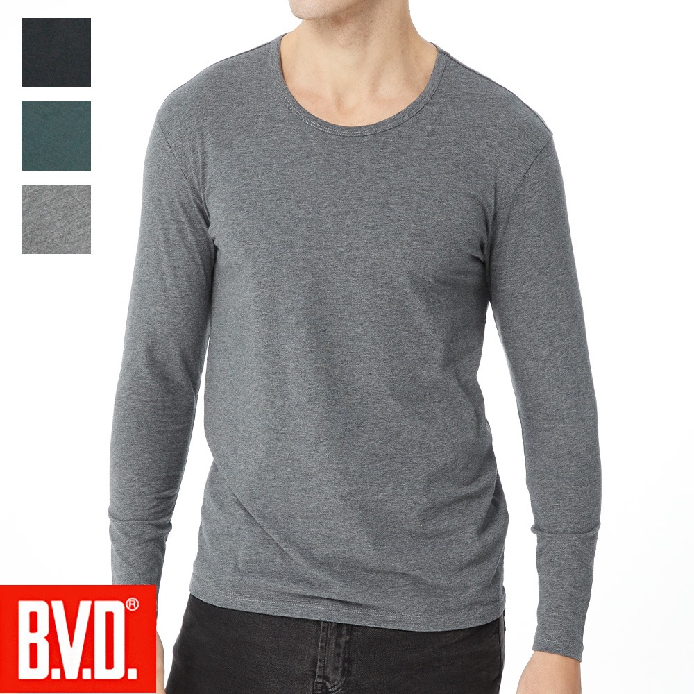 【家樂福】BVD 彈力綿圓領長袖衫(M/顏色隨機出貨)-細節圖3