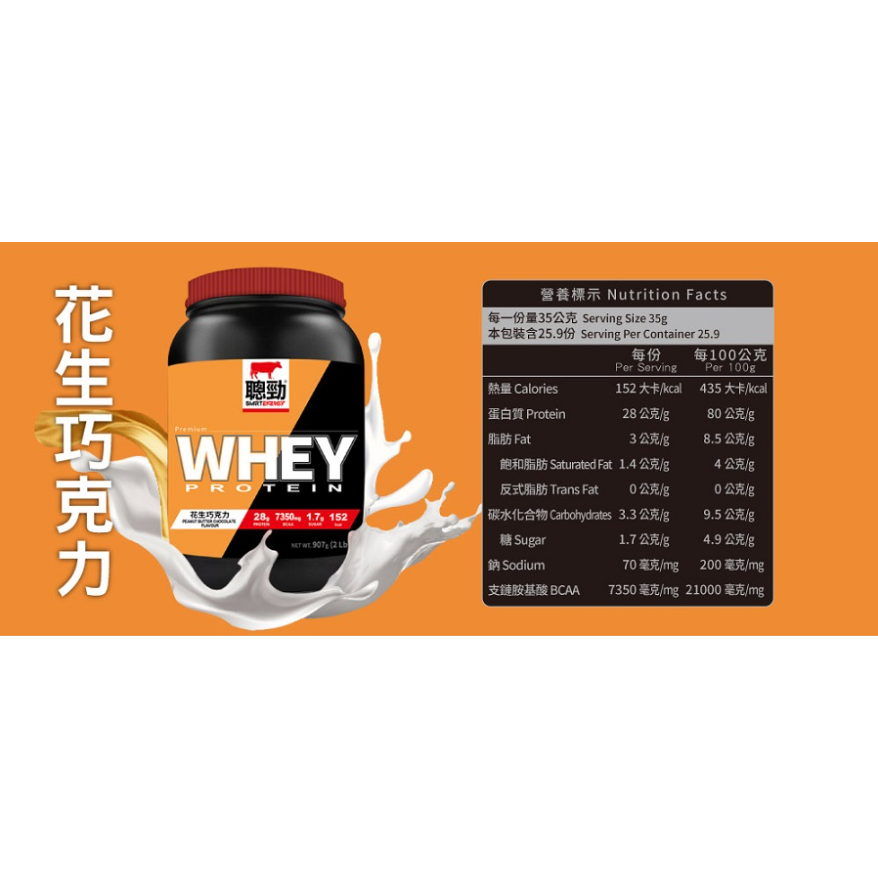 【家樂福】【箱購】紅牛聰勁即溶乳清蛋白(花生巧克力風味)2磅*3桶-細節圖2