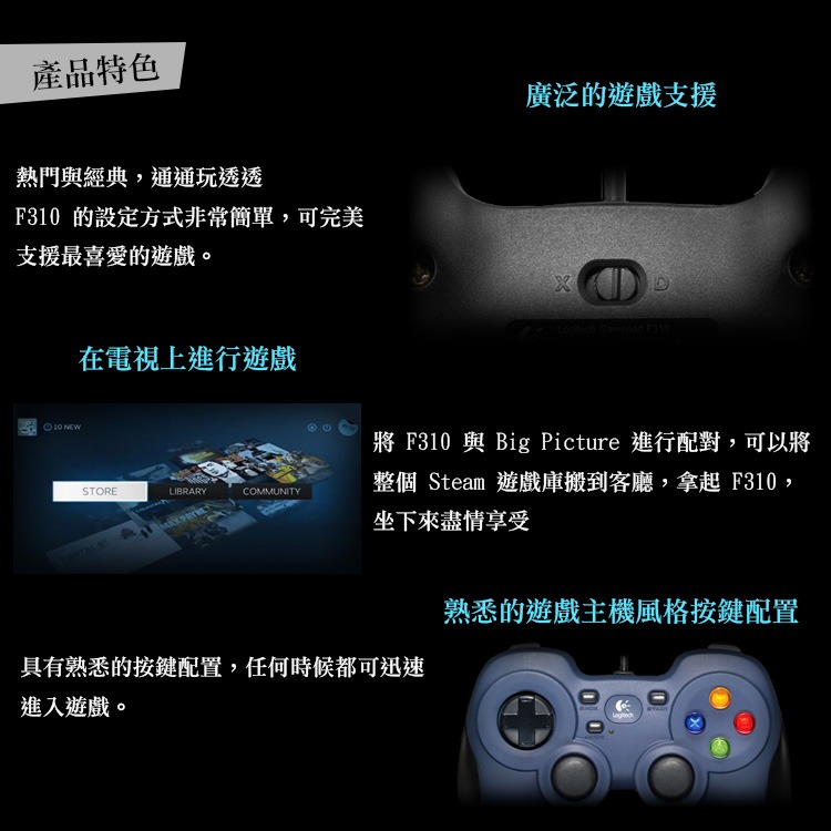 【家樂福】羅技F310遊戲控制器-細節圖5
