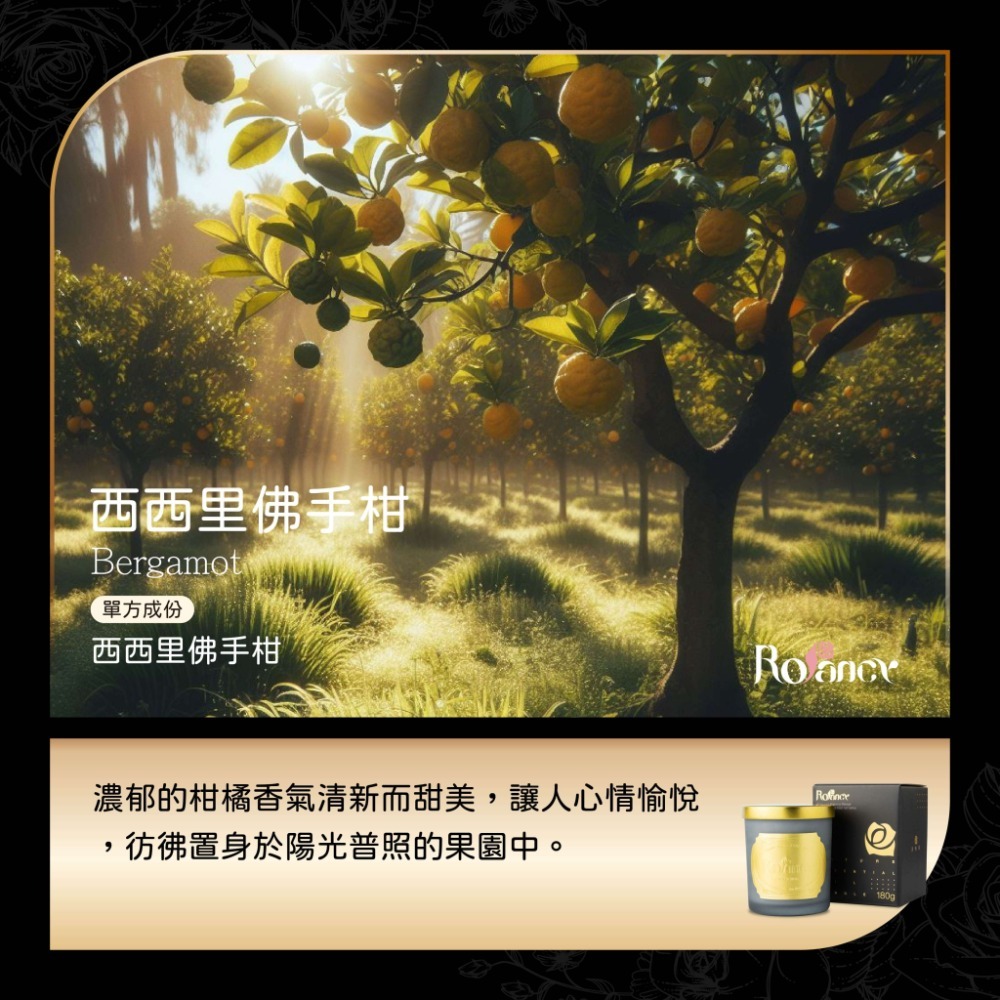 【Rofancy 洛帆晞】頂級黑金手作香氛蠟燭 - 純精油系列 - Golden Black 180g-規格圖5