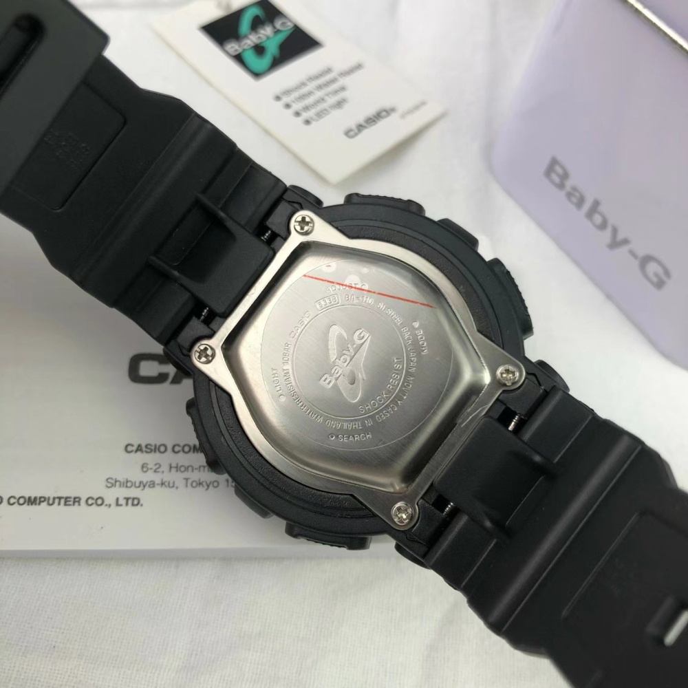 Casio卡西歐手錶女款 BABY-G少女時代同款  黑金配色 BA-110-1A  原單日本機芯，性能穩定，正品1:1-細節圖6