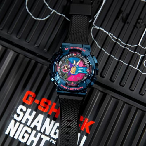 【限量珍藏】CASIO 卡西歐G-SHOCK系列 上海之夜 BE@RBRICK聯名定制 聯名腕表潮玩手錶 GM-110