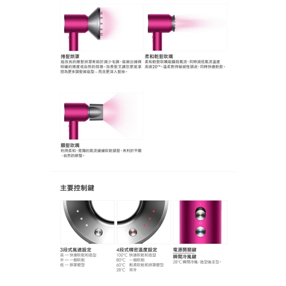 現貨 限時破價一周期限 戴森 Dyson Supersonic HD08 吹風機 五吹嘴全配版 全桃色原廠公司貨2年保固-細節圖6