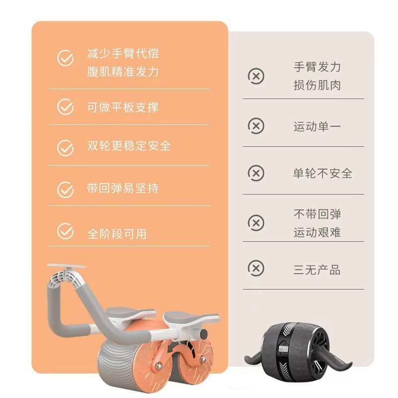 【送跪墊 計時器】自動回彈健腹輪 平板支撐訓練器 健腹輪 坦克健腹輪 健身滾輪 滾輪健腹輪 靜音滾輪 捲腹輪 滾輪-細節圖4