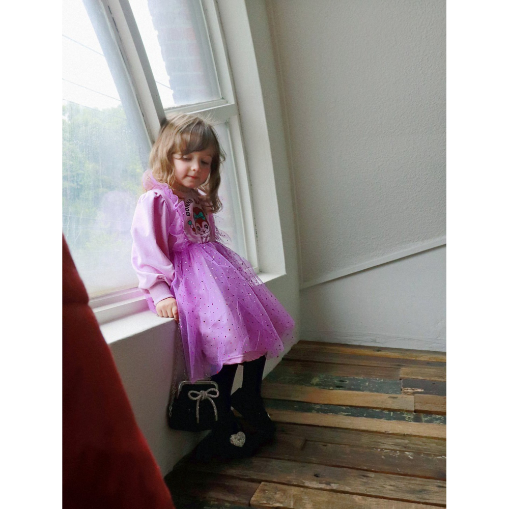 快速出貨【SnowWhite小矮人衣著】🌈韓國童裝金紗兔兔洋裝🌈-細節圖2