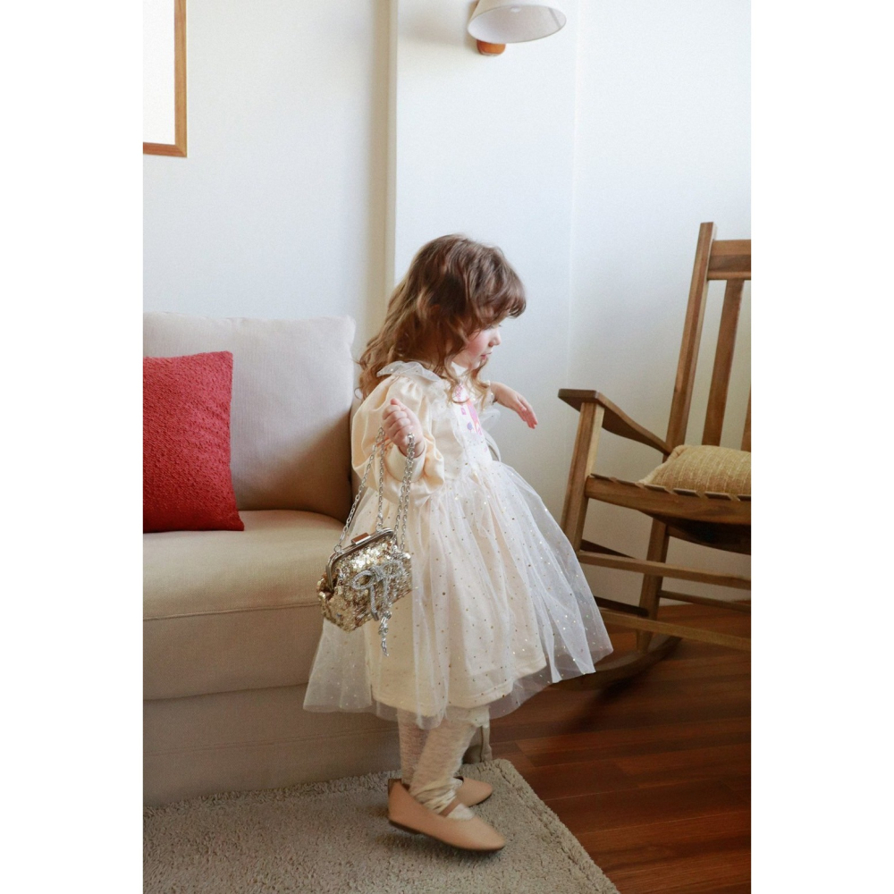 快速出貨【SnowWhite小矮人衣著】🌈韓國童裝金紗兔兔洋裝🌈-細節圖4