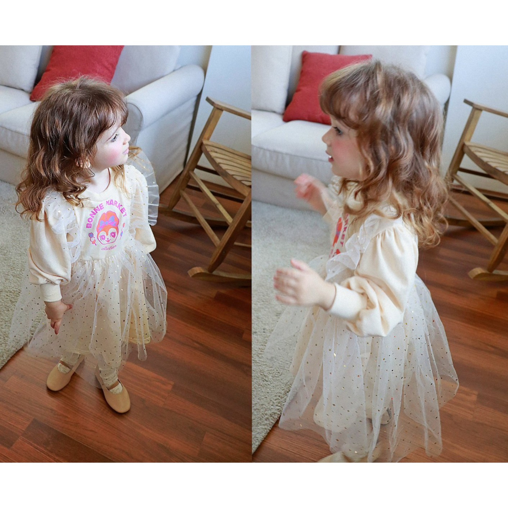 快速出貨【SnowWhite小矮人衣著】🌈韓國童裝金紗兔兔洋裝🌈-細節圖5