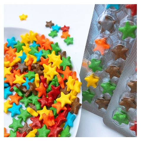 （新品推薦）星星巧克力切片糖 切片豆糖 星星切片糖 高顏值水果味10g 板板糖 休閒零食-細節圖2