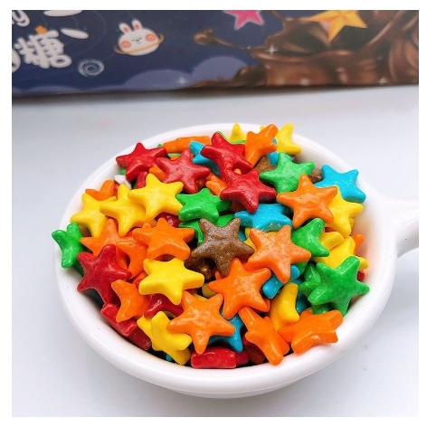 （新品推薦）星星巧克力切片糖 切片豆糖 星星切片糖 高顏值水果味10g 板板糖 休閒零食-細節圖3