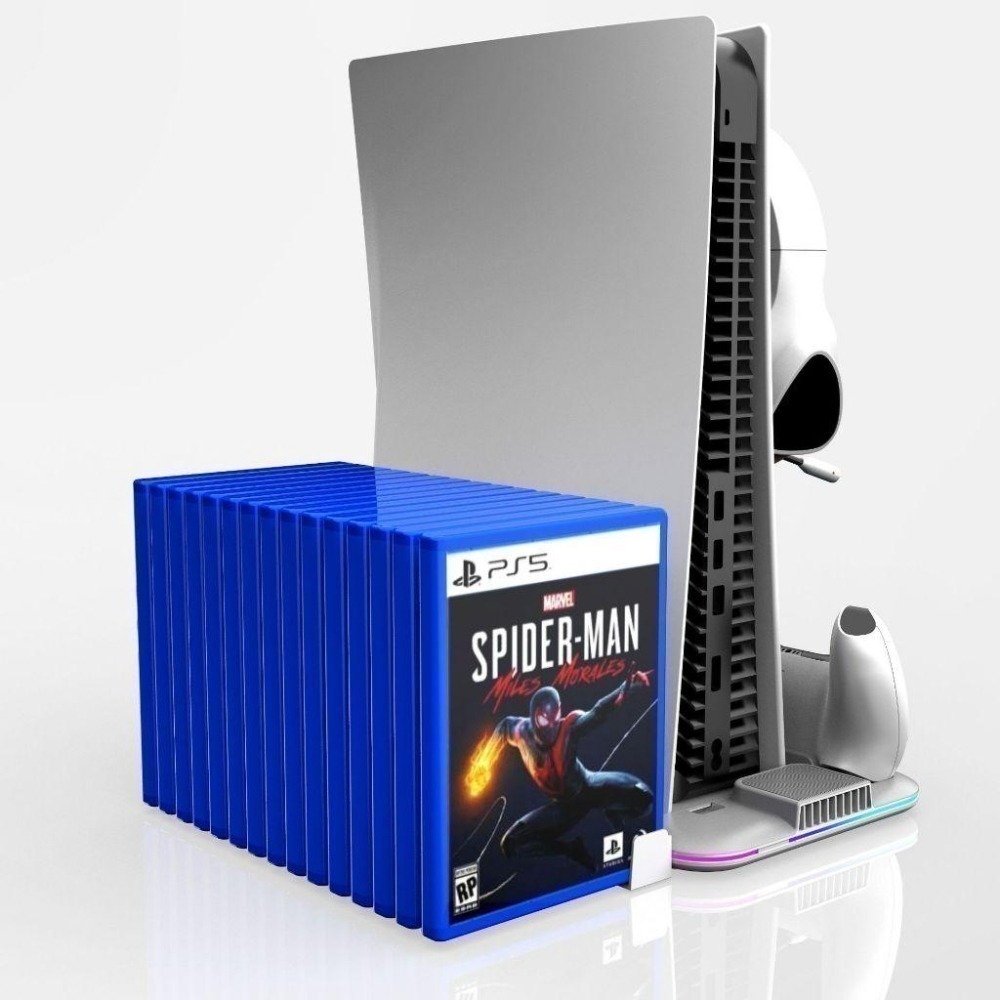 現貨 開發票 PS5 SLIM PRO 散熱座 RGB氛圍燈 雙手把充電 PS5底座 散熱架 收納底座 風扇散熱-細節圖7