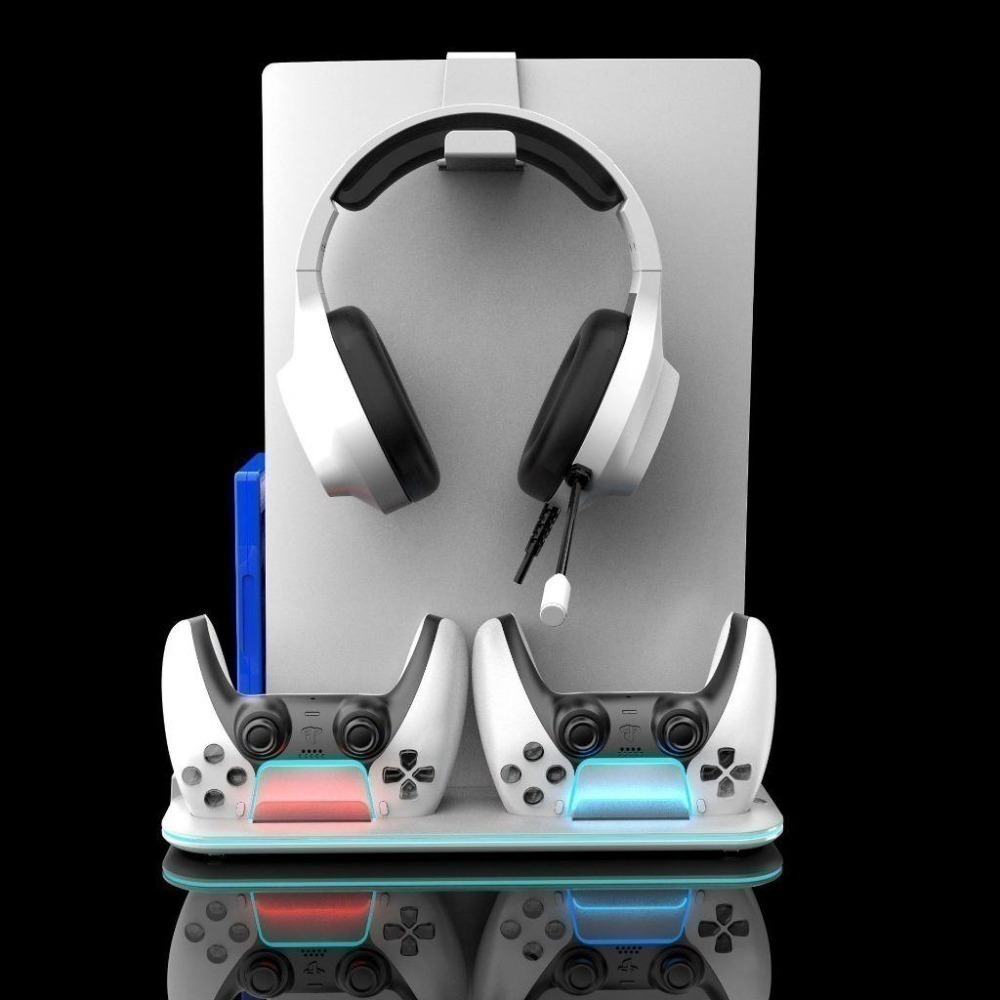 現貨 開發票 PS5 SLIM PRO 散熱座 RGB氛圍燈 雙手把充電 PS5底座 散熱架 收納底座 風扇散熱-細節圖9