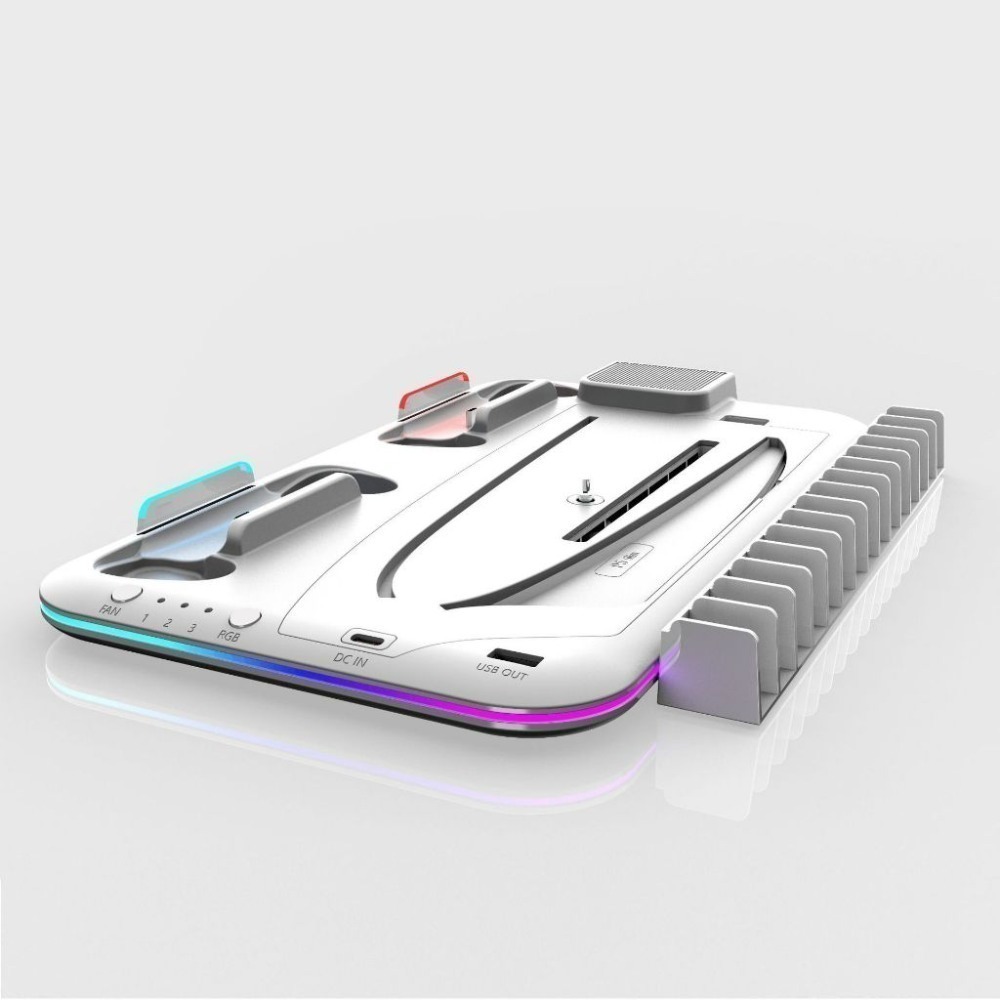 現貨 開發票 PS5 SLIM PRO 散熱座 RGB氛圍燈 雙手把充電 PS5底座 散熱架 收納底座 風扇散熱-規格圖9