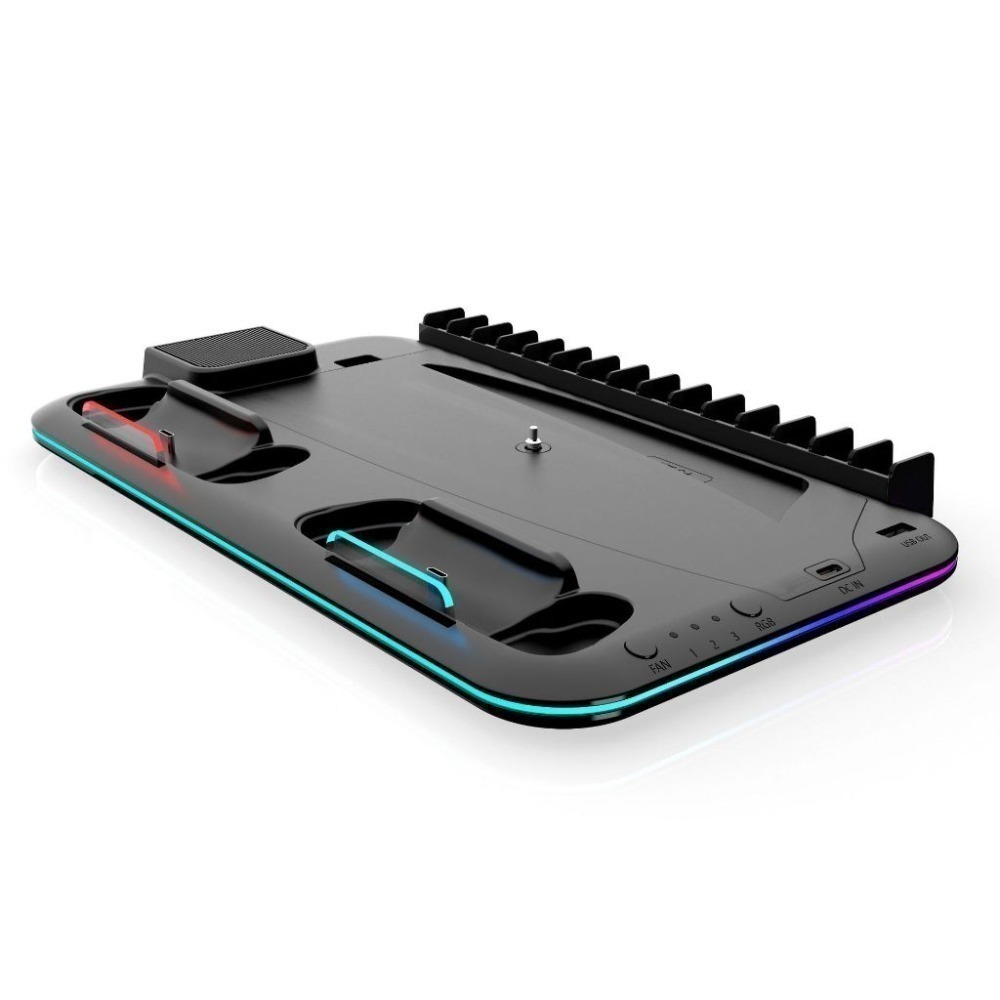 現貨 開發票 PS5 SLIM PRO 散熱座 RGB氛圍燈 雙手把充電 PS5底座 散熱架 收納底座 風扇散熱-規格圖9