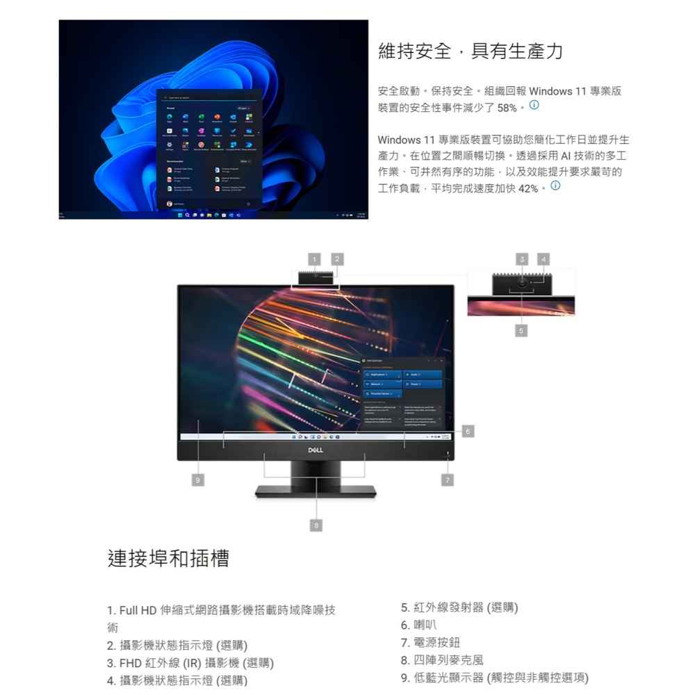 Dell 戴爾 OptiPlex 5400 All-in-One 24吋 桌上型電腦 可觸控 多合一電腦 一體機 AIO-細節圖5